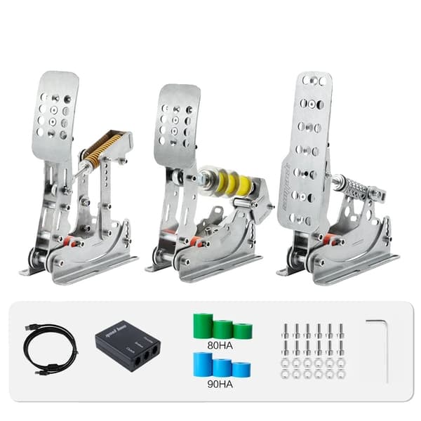 SIMJACK Racing Pedaler, Konstruktion i Rostfritt Stål, Kompatibla med Logitech och Thrustmaster,UT-P3