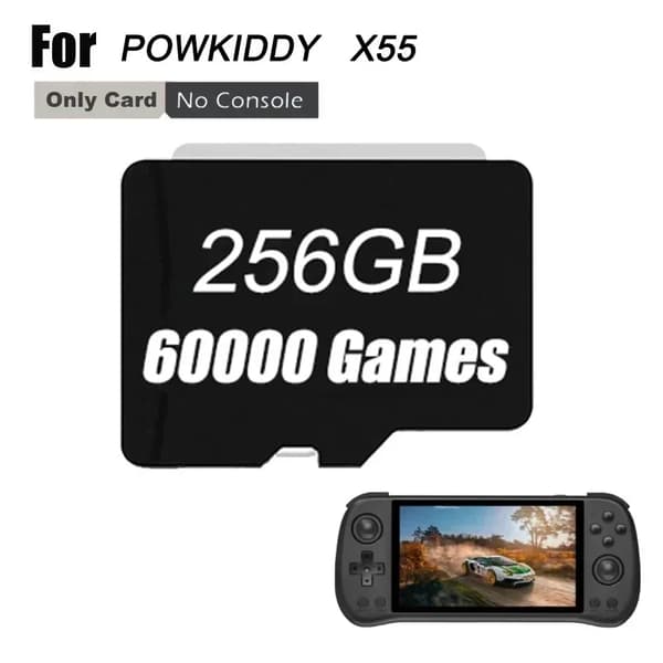 POWKIDDY X55 Spil Kort, 512GB Kapacitet, Over 92.000 Spil, 450 Klassiske PSP Titler,256G