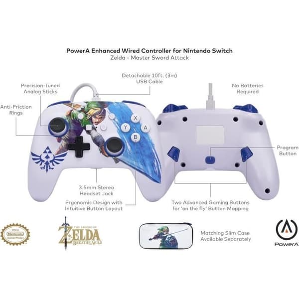 Kablet controller - POWER A - Nintendo Switch - Master Sword Attacj