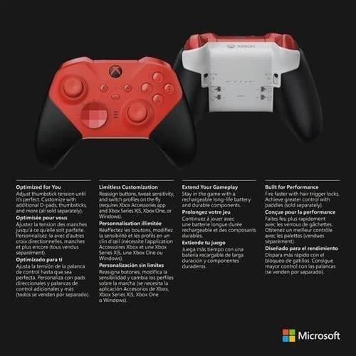 Xbox Langaton Ohjain - Elite Series 2 Core - Punainen