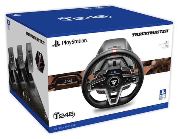 Thrustmaster T248 musta ratti + polkimet PC:lle, PlayStation 4:lle, PlayStation 5:lle