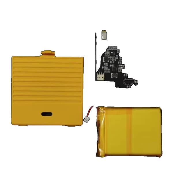 Game Boy genopladeligt batteri, 2600mAh kapacitet, USB-C opladning,Gul