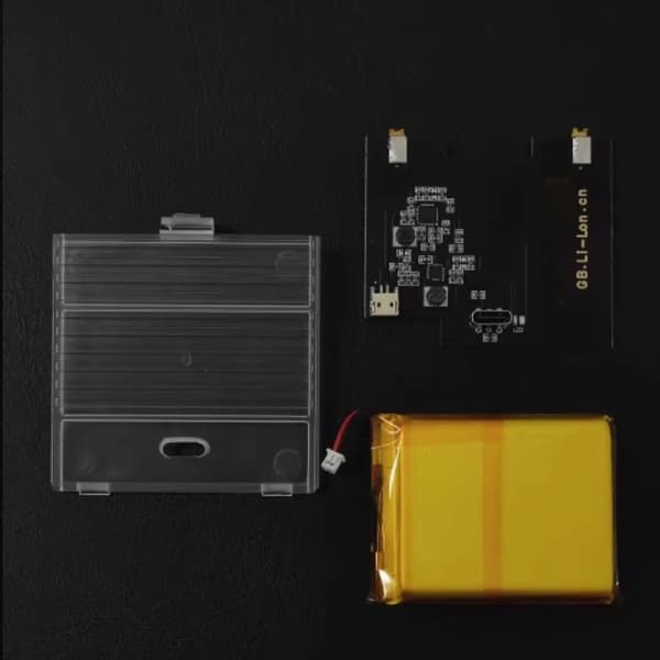 Game Boy genopladeligt batteri, 2600mAh kapacitet, USB-C opladning,Hvid gennemsigtig