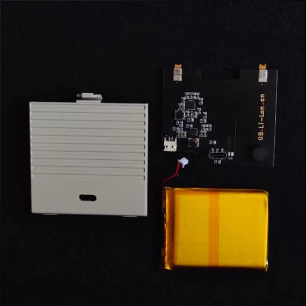 Game Boy genopladeligt batteri, 2600mAh kapacitet, USB-C opladning,Grå