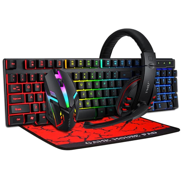 Gaming Combo, Ergonomisk Design, Bluetooth Interface, Multi-Farvet Belysning,1sæt