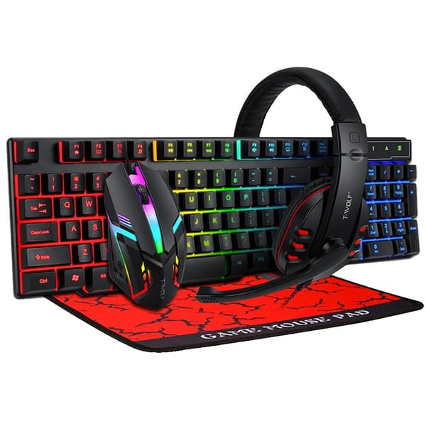 Gaming Combo, Ergonomisk Design, Bluetooth Interface, Multi-Farvet Belysning,1sæt