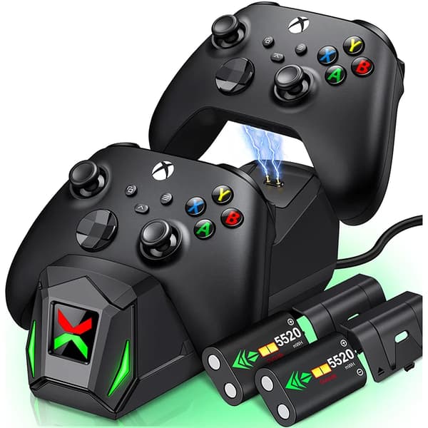 Xbox-kontroller laddningsdocka, 2 x 5520 mWh batteri, 18-25 timmars speltid, LED-indikatorer,För XBOX-kontroller