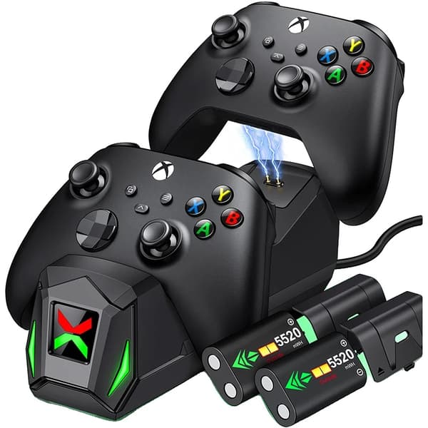 Xbox-kontroller laddningsdocka, 2 x 5520 mWh batteri, 18-25 timmars speltid, LED-indikatorer,För XBOX-kontroller