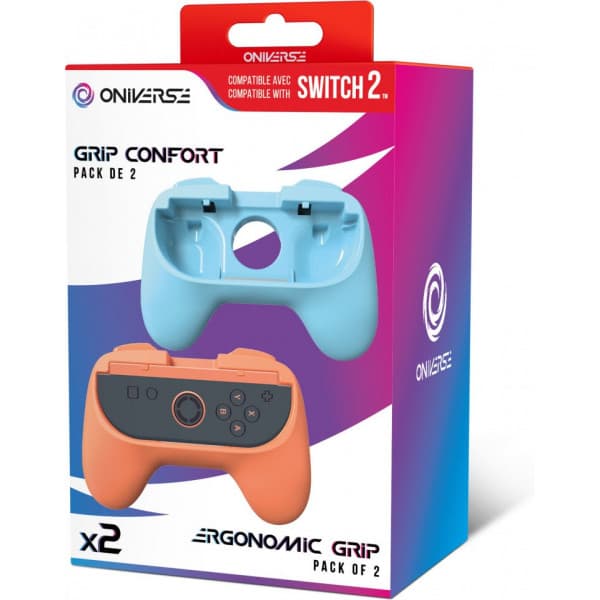 Oniverse ergonomiska handtag, Nintendo Switch 2, orange och blå