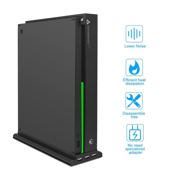 INF Xbox One X-stativ med blæser og 3 USB-porte