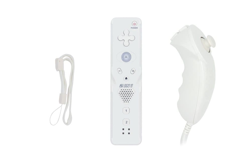 Trådlös spelkontroll och Nunchuck för Wii 6-axis Vit