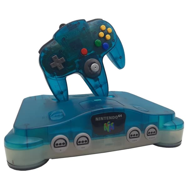 Basenhet Clear White Blue Nintendo 64 (Begagnad)