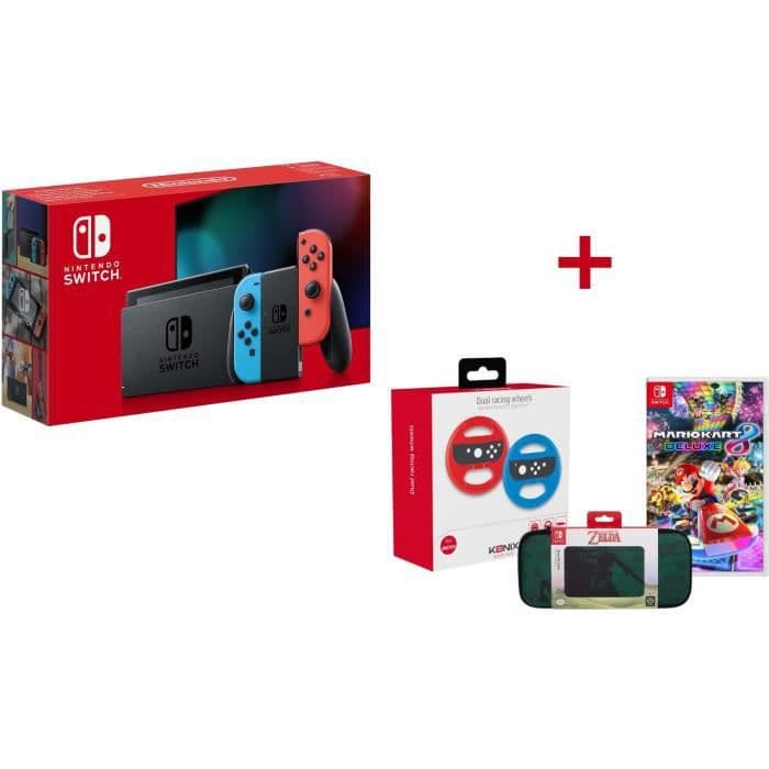 Pack Nintendo Switch Neon Console + Mario Kart 8 Deluxe + Zelda PowerA