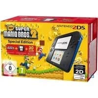 Nintendo 2ds musta ja sininen konsoli + uusi super mario bros2 peli (käytetty, hyvä kunto)