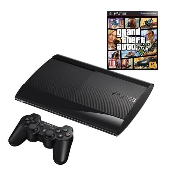 ps3 ultra slim ohut 500Go + gta v (käytetty, hyvä kunto )