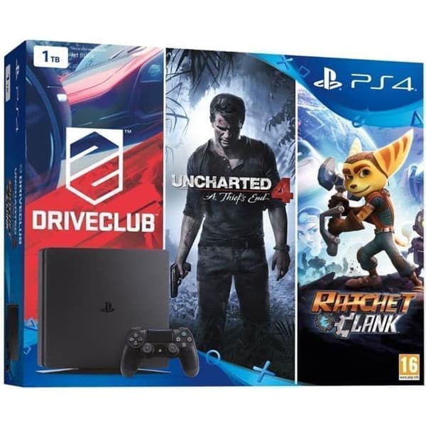 pakke Sony playstation Slim Black 1TB spil Uncharted A