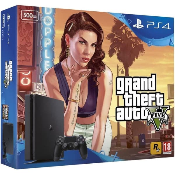 PS4 Slim 500 GO+ GTA 5 (PlayStation 4) (brugt, god stand)