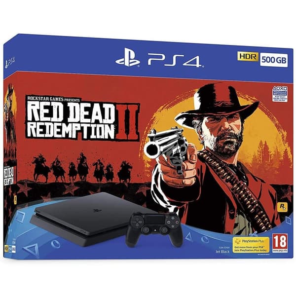 sony playstation 4 slim 500 giga + red dead redemption 2 (ps4) (käytetty, hyväkuntoinen)