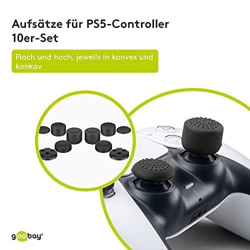 goobay 58382 PS5 / PS4 Controller Stick -kiinnikkeet nupeilla - Lisävarusteet PlayStation 5:lle ja Playstation 4:lle - DualSense-ohjaimen tähtäyssauva