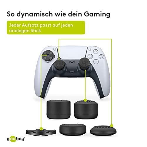 goobay 58382 PS5 / PS4 Controller Stick -kiinnikkeet nupeilla - Lisävarusteet PlayStation 5:lle ja Playstation 4:lle - DualSense-ohjaimen tähtäyssauva