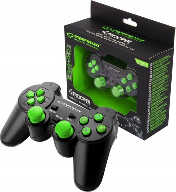 Esperanza EGG107G Gaming Controller Gamepad PC, Playstation 3 Analog / Digital USB 2.0 Svart/Grön