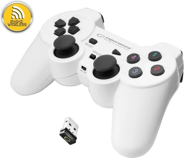 Esperanza EGG108W Gaming Controller Sort, Hvid RF Gamepad Analog / Digital PC, Playstation 3