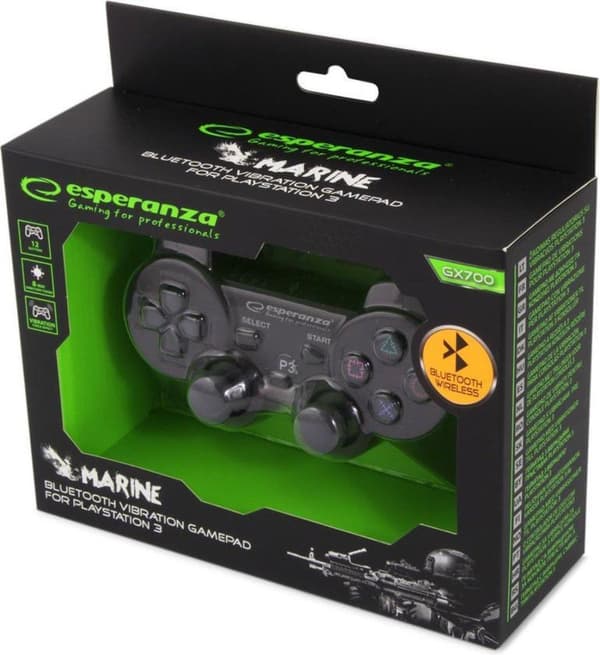 Esperanza GX700 Marine | Bluetooth-värähtelyohjain | PlayStation 3 | PS3 | Motion Sense | Langaton | Langaton