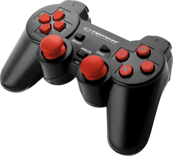 Esperanza EGG106R Gaming Controller Gamepad PC, Playstation 2, Playstation 3 Analog / Digital USB 2.0 Sort, Rød