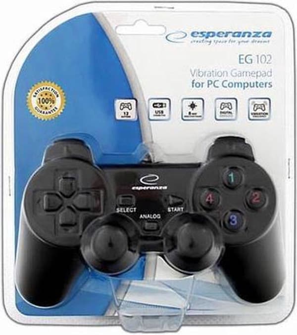 Esperanza EG102 Gaming Controller Black USB 2.0 Gamepad Analog / Digital PC, Playstation 3