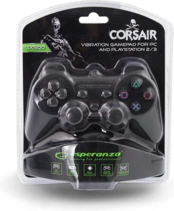 Esperanza EG106 Gaming Controller Joystick PC, Playstation 2, Playstation 3 Analog / Digital USB 2.0 Svart