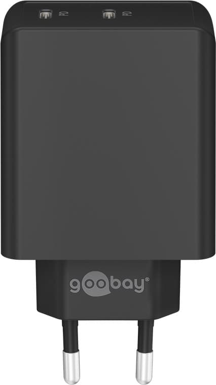 Dobbel USB-C™ PD hurtiglader (36 W) svart