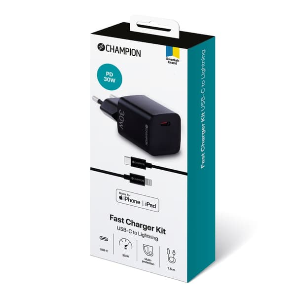 Lader 30W + USB-C til Lightning-kabel Svart