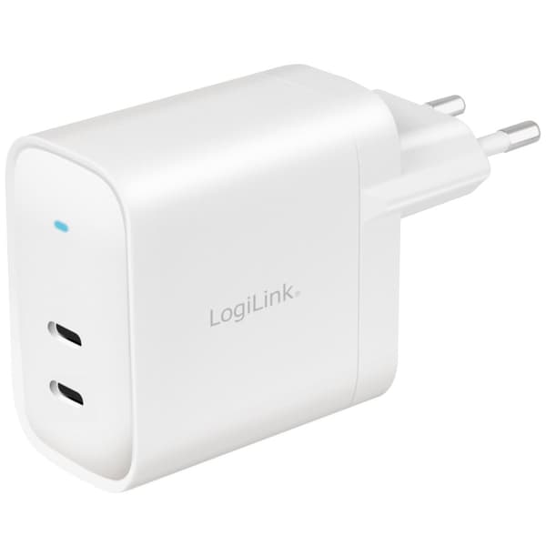 LogiLink USB-lader 2 x USB-C PD 40W GaN Hvit