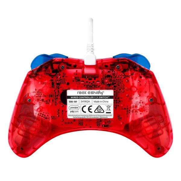 PDP Rock Candy: Mario Punch Red, Translucent USB Gamepad Analog/Digital Nintendo Switch, Nintendo Switch Lite, Nintendo Switch OLED