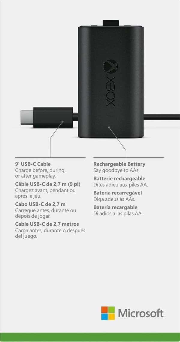 Microsoft Xbox genopladeligt batteri + USB-C-kabel - ekstern batteripakke - til Xbox Series S, Xbox Series X