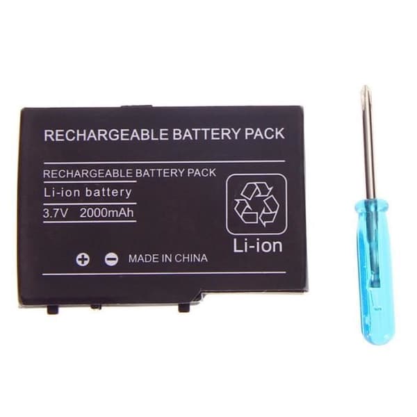 2000mAh 3,7V uppladdningsbart litiumjonbatteri för Nintendo NDS Lite NDSL DSL med skruvmejsel 2st [D5C512B]