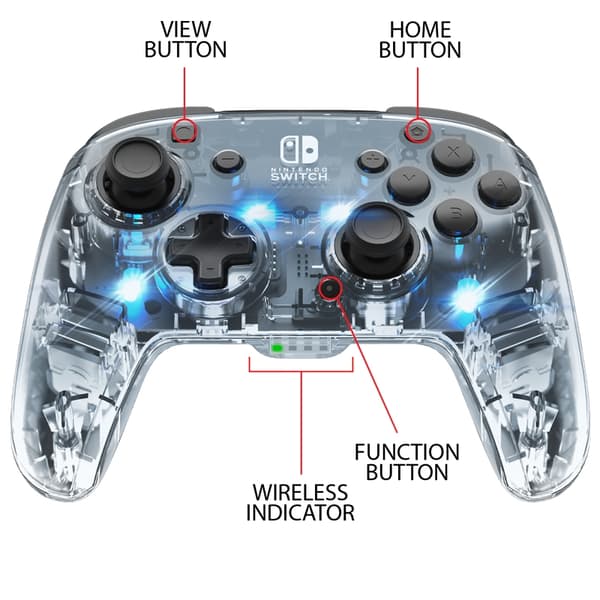 Performance Products Afterglow Wireless Deluxe Controller - Game Pad - trådløs - klar - til Nintendo Switch (500-137-EU)