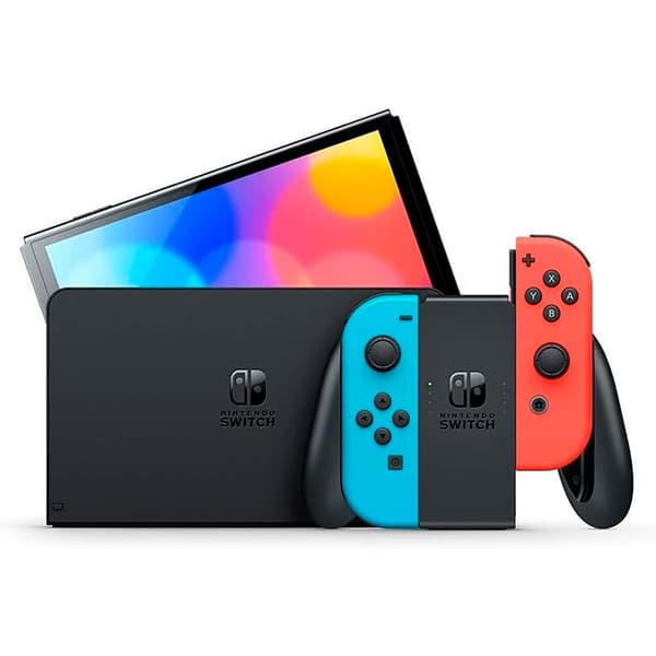 Nintendo Switch Oled Svart PAL / EU Plug Blå, Röd