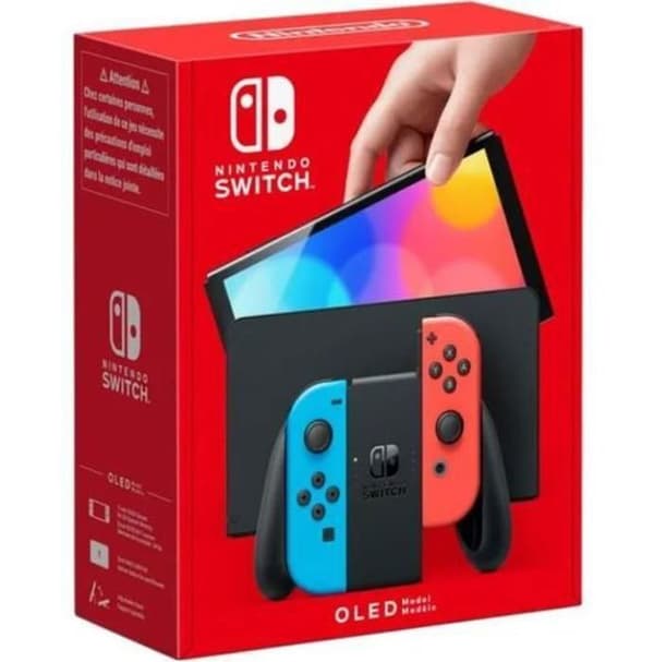 Nintendo Switch-konsol - OLED-modell • Neonblå &amp; Neonröd Blå, Röd