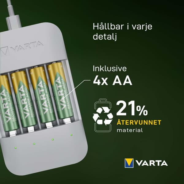 Eco Charger Pro Resirkulert inkl. 4x AA 2100 mAh