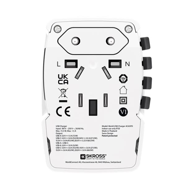 Rejseadapter World USB Charger AC65PD