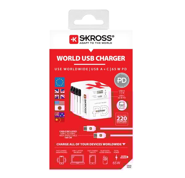 Rejseadapter World USB Charger AC65PD