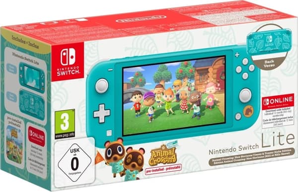 Nintendo Switch Lite Turquoise inkl. Animal Crossing &amp; 12 måneder Switch Online