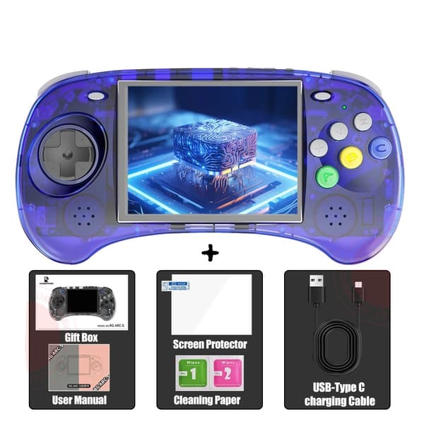 ANBERNIC Retro Handheld Spelkonsol, Linux OS, 4,0-tums IPS-skärm,RG ARC-S Blå T, Ingen spelkort (0 spel)