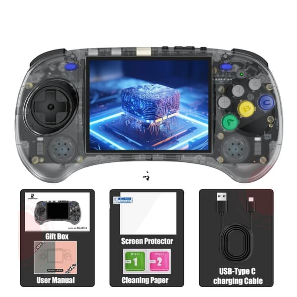 ANBERNIC Retro Handheld Spelkonsol, Linux OS, 4,0-tums IPS-skärm,RG ARC-S Blå T, Ingen spelkort (0 spel)