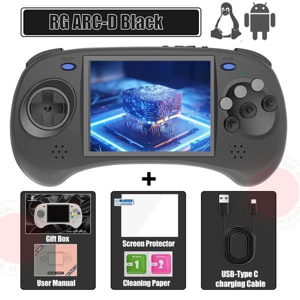 ANBERNIC Retro Handheld Spelkonsol, Linux OS, 4,0-tums IPS-skärm,RG ARC-S Blå T, Ingen spelkort (0 spel)