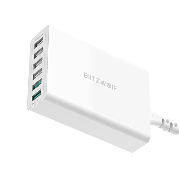 Laddare 6x USB Blitzwolf BW-S15, QC 3.0, 60 W (vit)