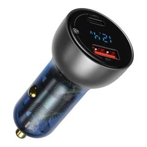 Dubbel snabbladdare Billaddare Baseus Special Digital Display QC+PPS 65W (Silver)