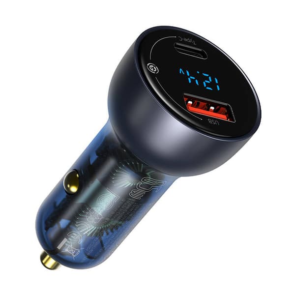 Baseus Particular Digital Display billader med display, USB + USB-C, QC3.0+PD, 5A, 65W (grå)