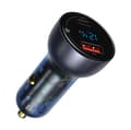 Miniatyrbilde 3 av 11: Ładowarka samochodowa Baseus Particular Digital Display med wyświetlaczem, USB + USB-C, QC3.0+PD, 5A, 65W (szara) + kabel USB-C 1m 100W (czarny)